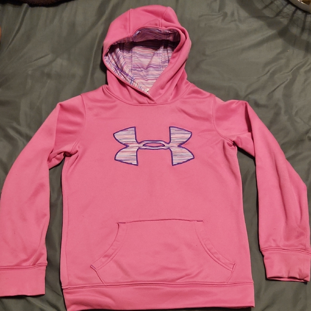 Under Armour Kids Pink Hoodie with Purple Logo